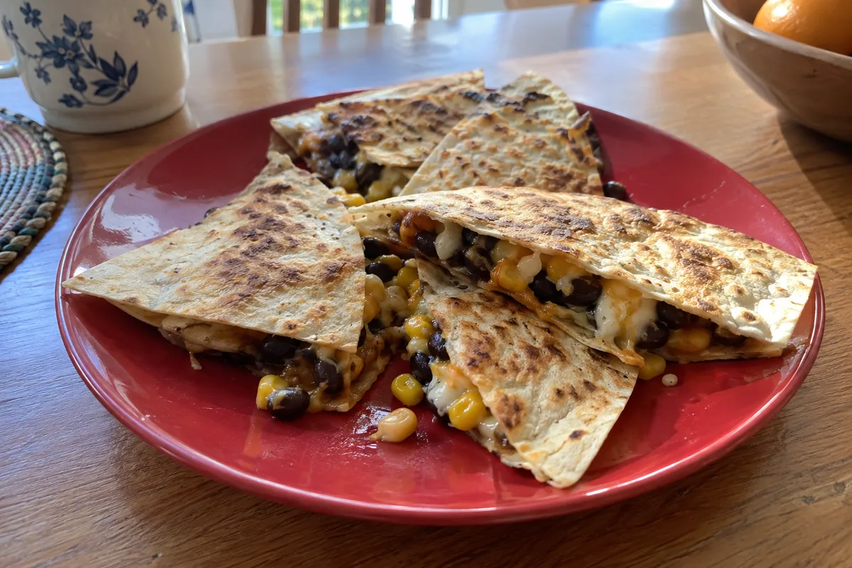 Illustrative image of hearty black bean quesadillas