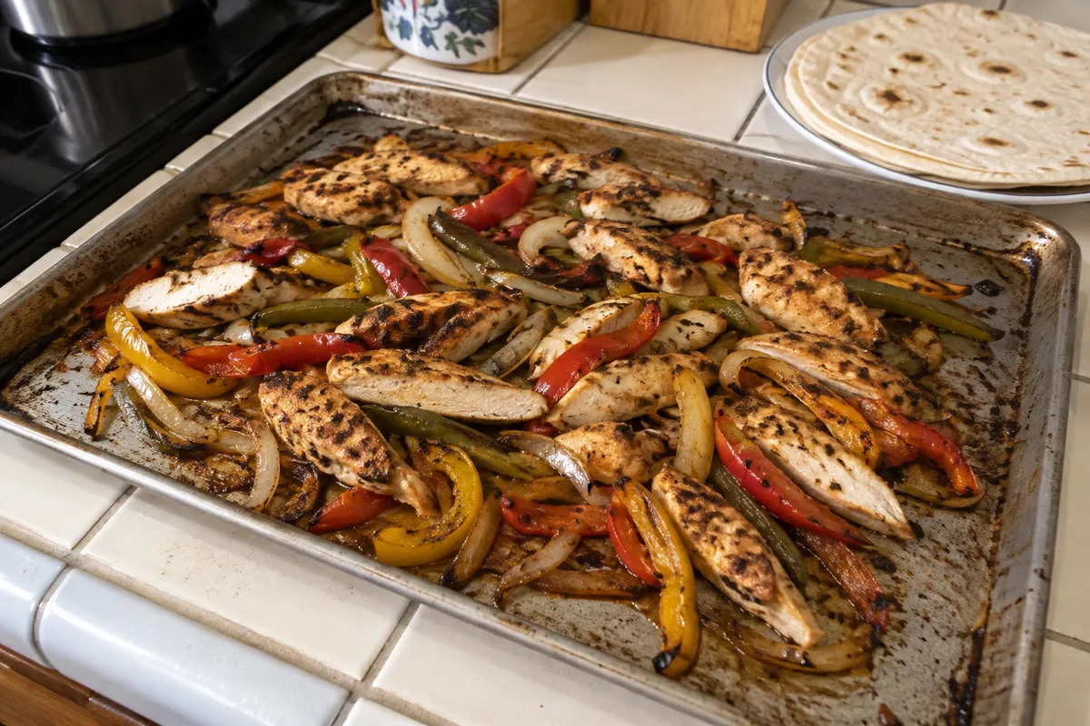Illustrative image of sheet pan chicken fajitas