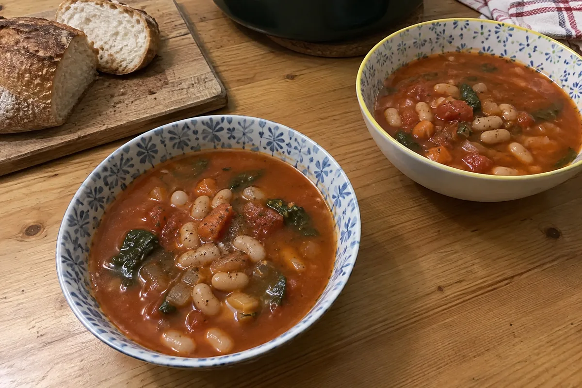 Illustrative image of tomato & white bean soup