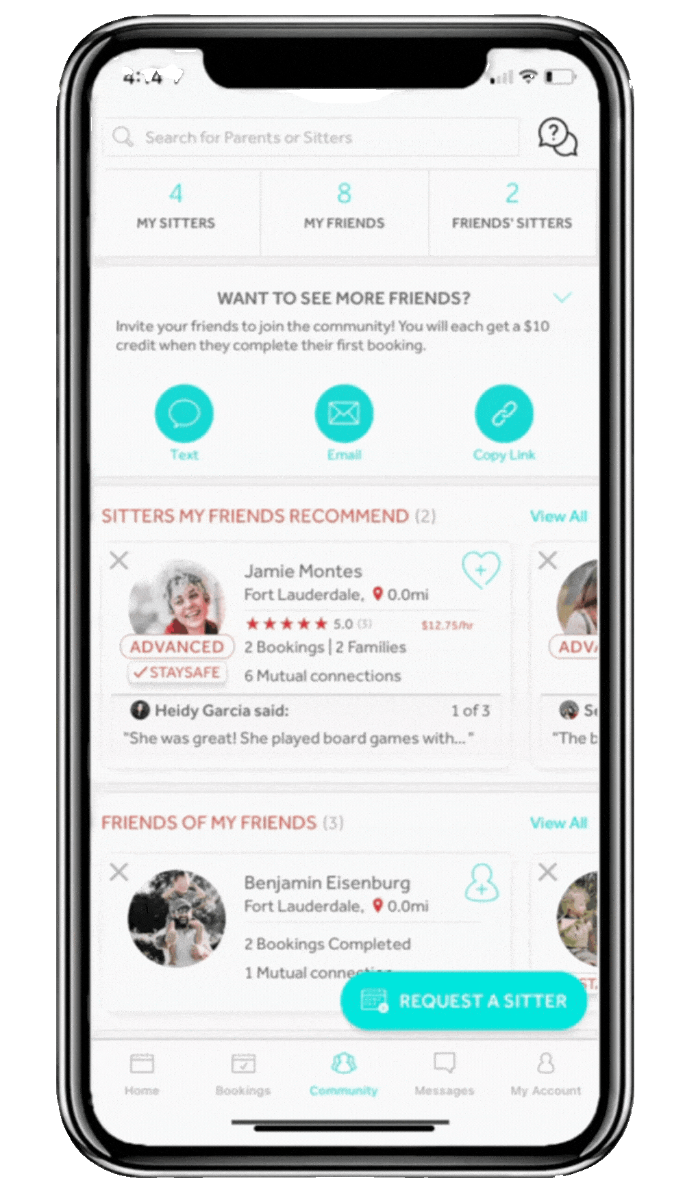 Scrolling through bambino app on iphone.